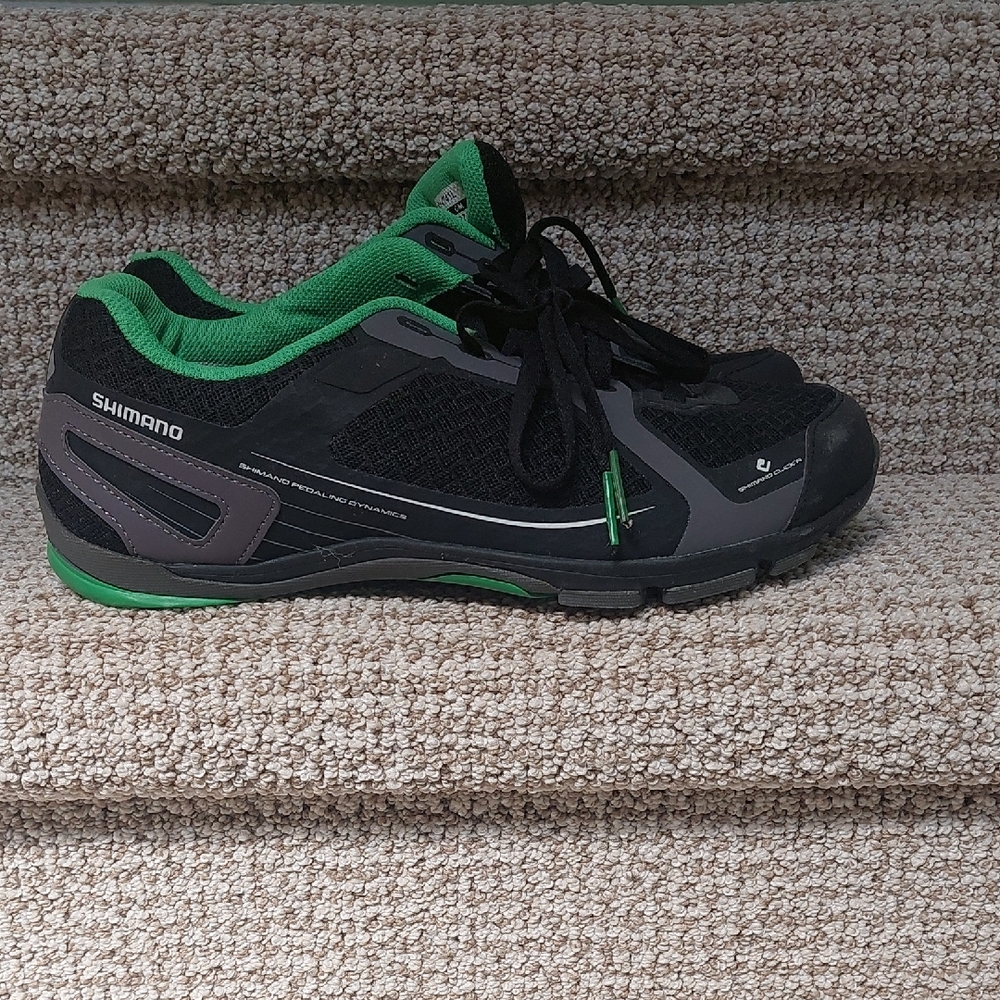 Shimano Black and Green Cycling Shoes